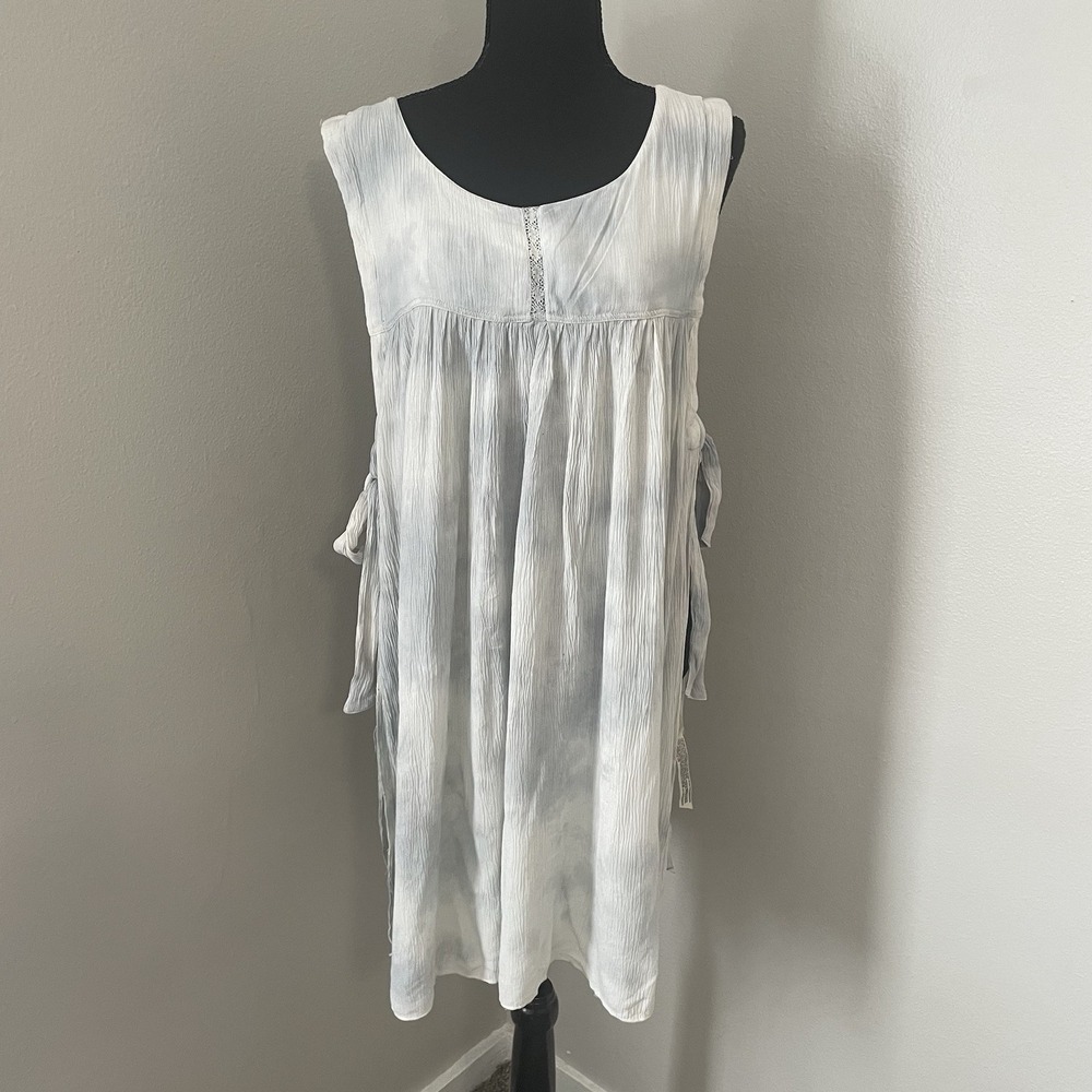 INTIMATELY FREE PEOPLE Sz S Crinkle Sleeveless Side Ties Tunic Top Tie Dye Boho